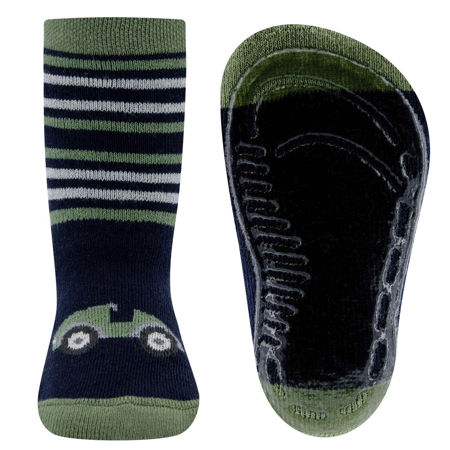 Ewers antislip sokken blauw met auto