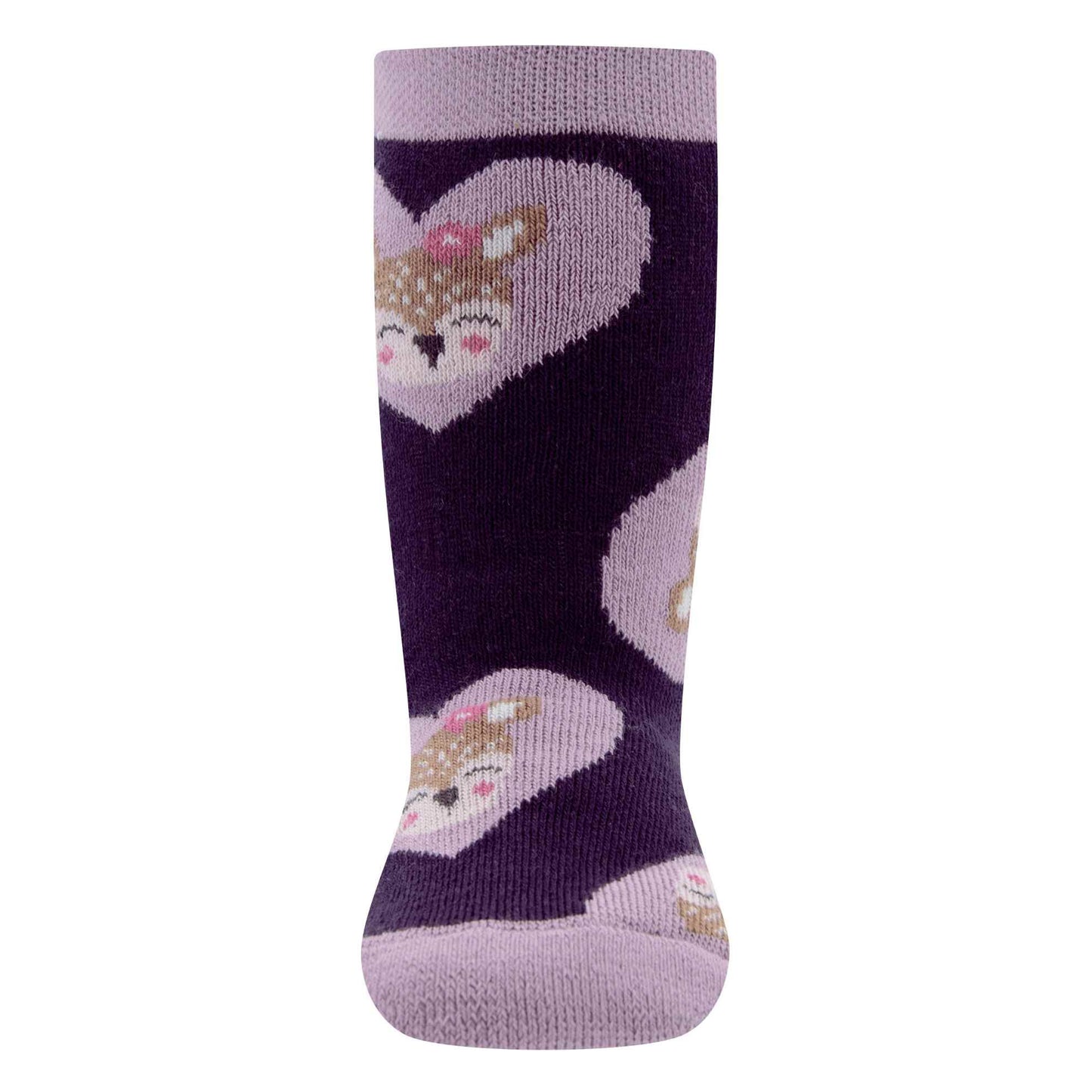 Ewers antislip sokken paars met hertjes en hartjes