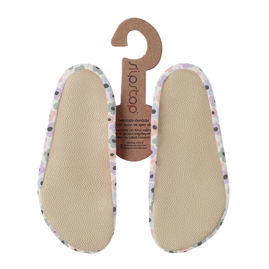 Slipstop beige met gekleurde bloemen