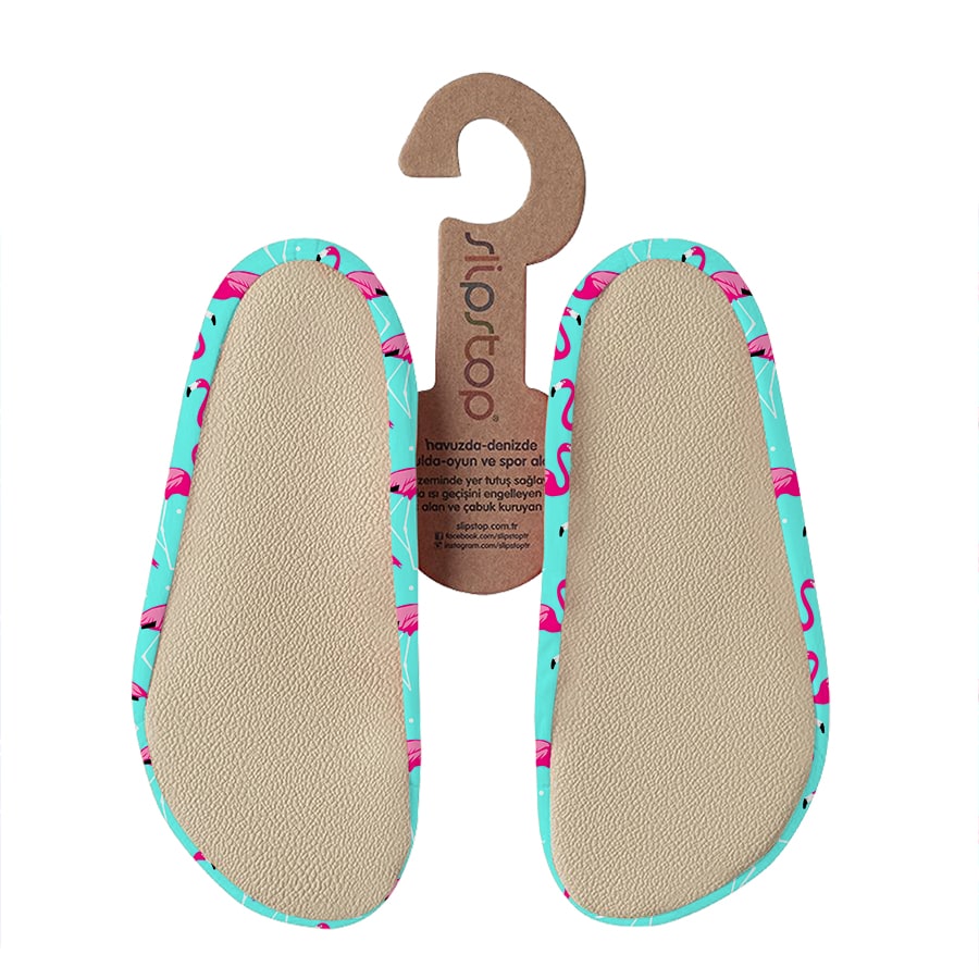 Slipstop blauw met roze flamingo