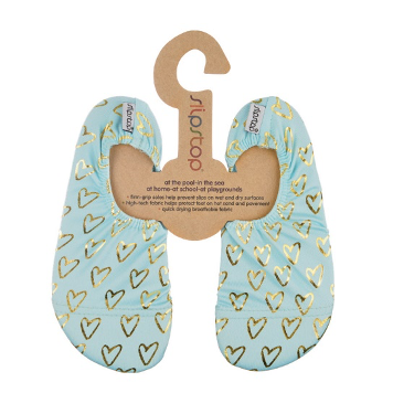 Slipstop zeegroen met gouden hartjes