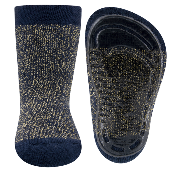 Ewers antislip sokken donker blauw met goud draad