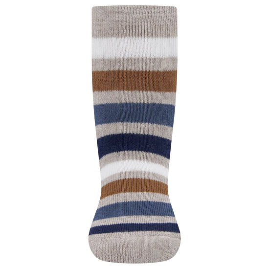 Ewers antislip slofsokken beige bruin blauw gestreept 