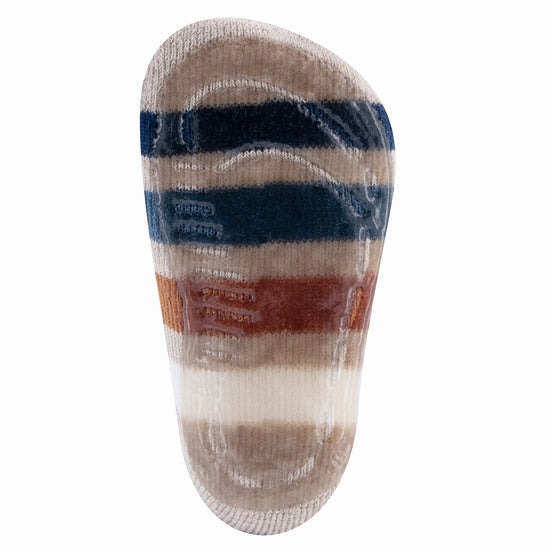 Ewers antislip sokken beige bruin blauw gestreept 