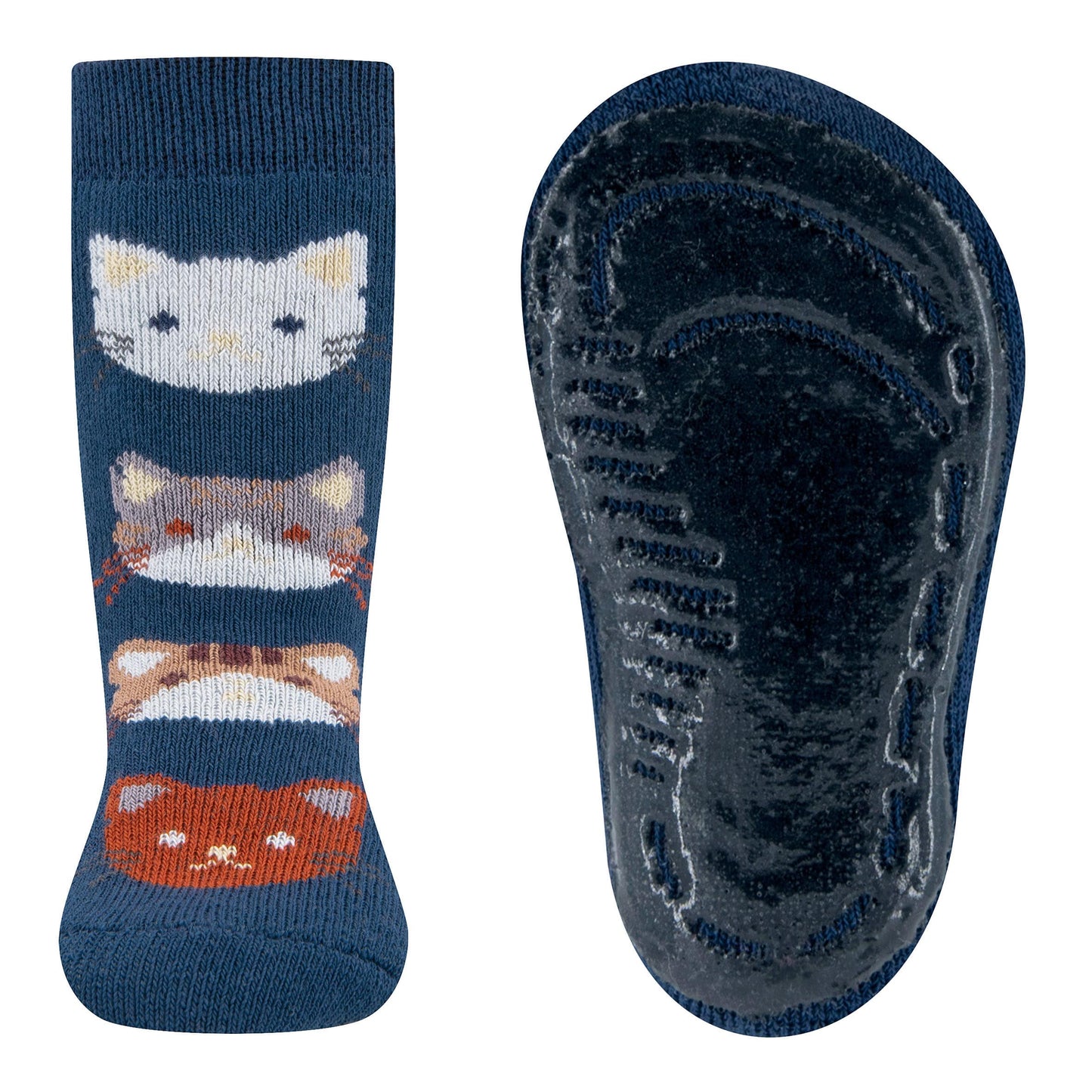 Ewers antislip sokken poesjes blauw