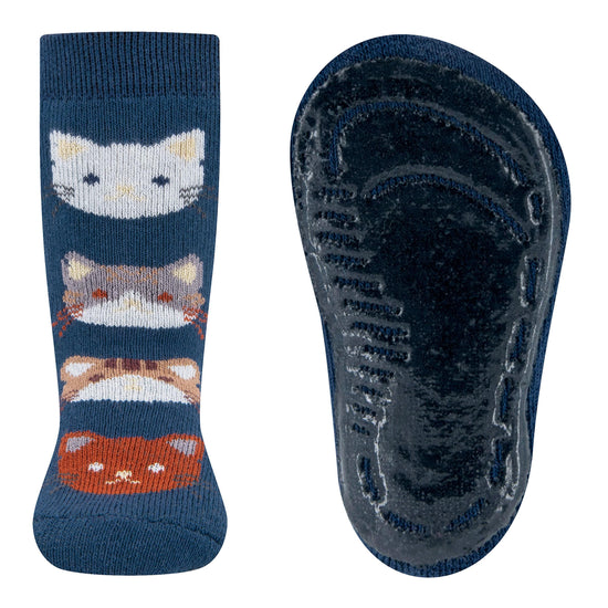 Ewers antislip sokken poesjes blauw