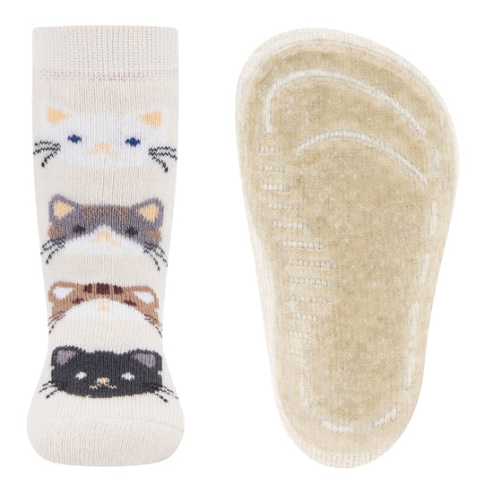 Ewers antislip sokken poesjes beige