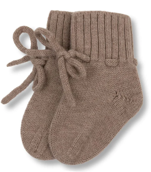 Baby Dutch Merino wollen babyslofjes - Taupe