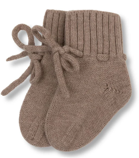Baby Dutch Merino wollen babyslofjes - Taupe