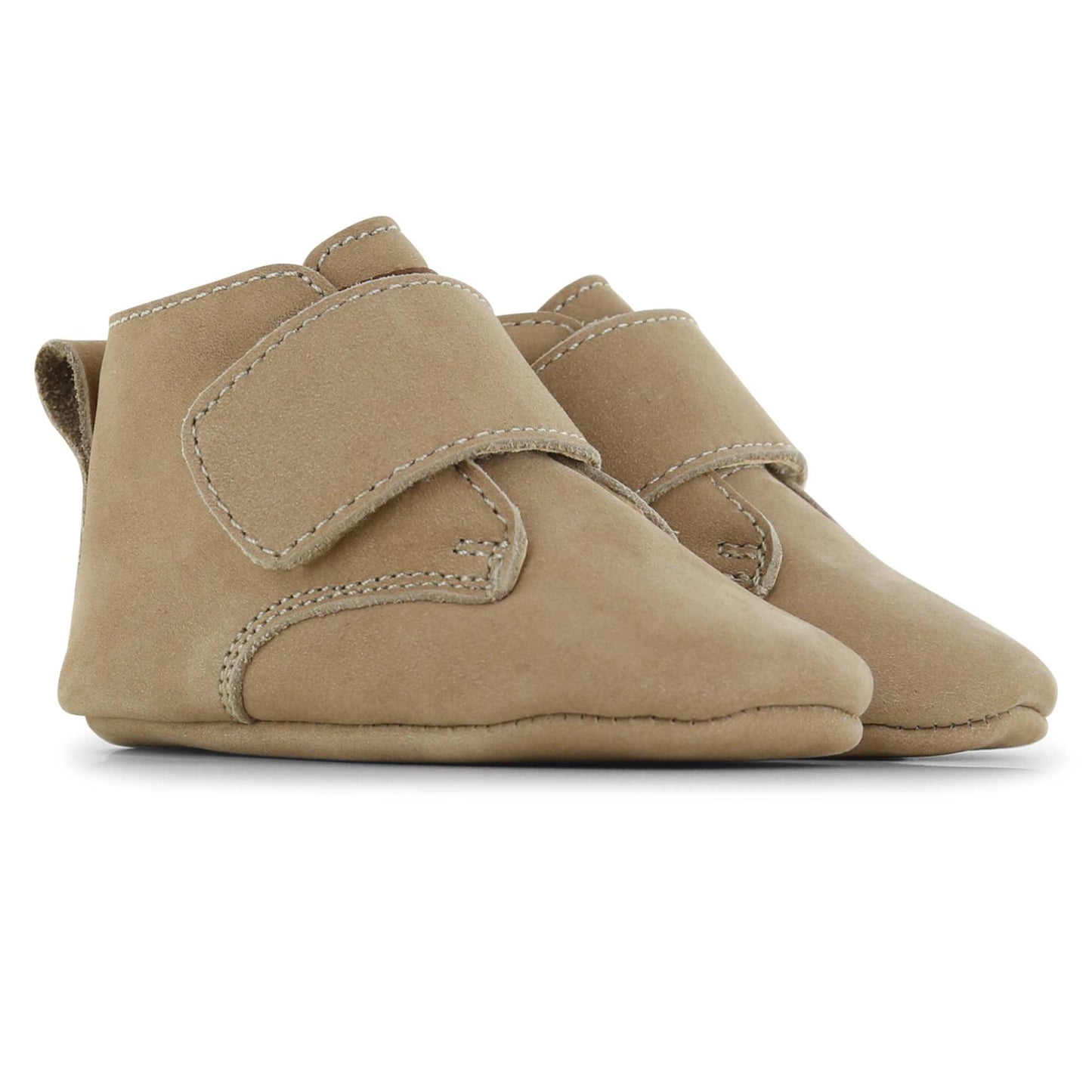 Shoesme leren babyslofjes beige met klittenband sluiting