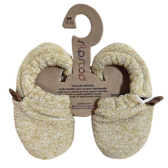 Slipstop booties geel, fijne pantoffeltjes voor kinderen