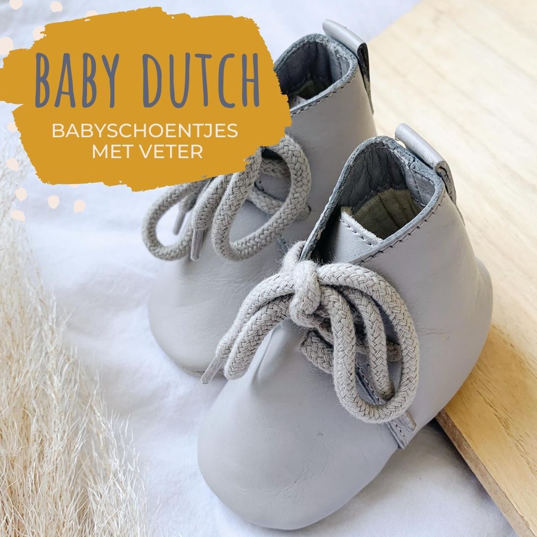 Baby Dutch babyschoentje met veter grijs